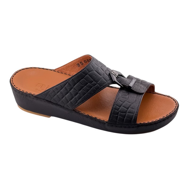 AJYAD Handmade Arabic Sandals For Men | Outdoor Mens Slippers | Everyday Flip Flops Open Toe | Arabic Genuine Shamwa Leather | New Design | Tan Footbed | Comfortable & LightWeight - Image 1
